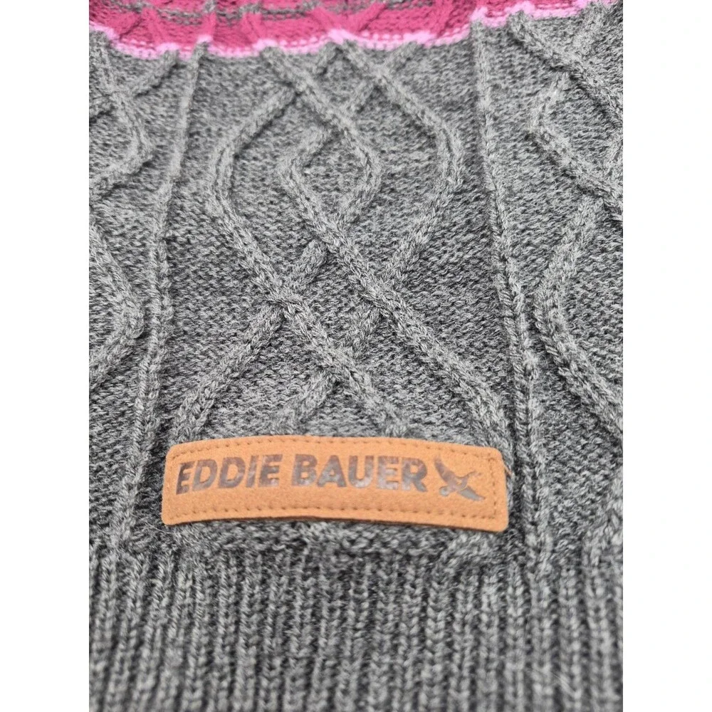 Eddie Bauer Pet Dog Coat Cable Knit Sweater Small Pink & Gray